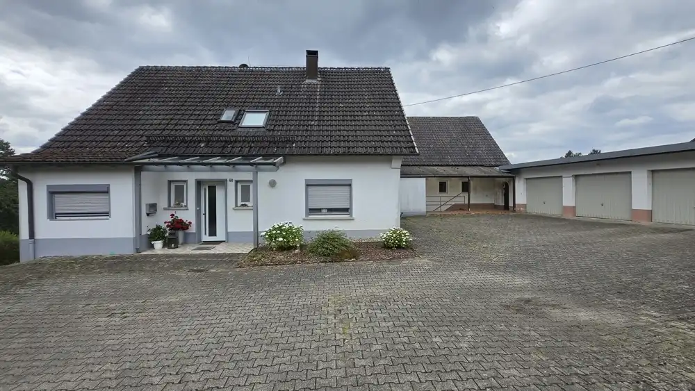 Straßenansicht mit Garagenzufahrt